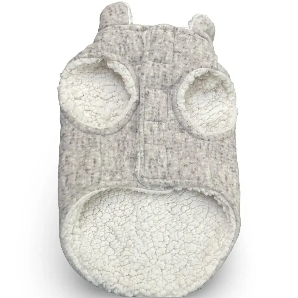 Barkley & Finn Dog Coat Jacket XS Sherpa Lined Pet Pup Vest Taupe Cream Fleece